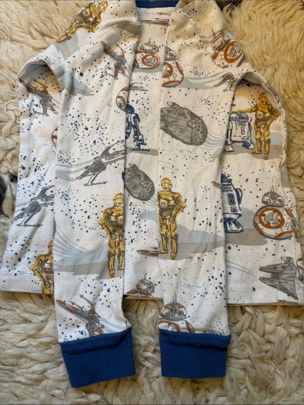 Star Wars White and Blue Kids Pajama Set with Character Prints
